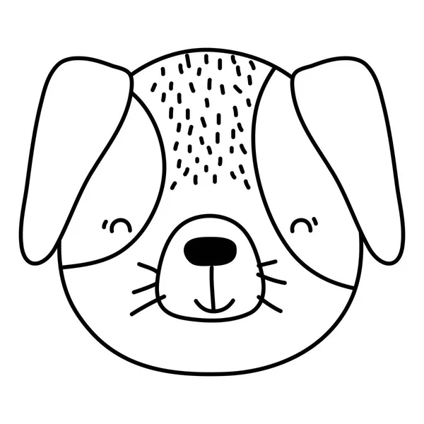 Línea adorable y feliz perro cabeza animal — Archivo Imágenes Vectoriales