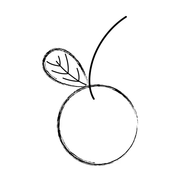 Grunge Fruta Manzana Deliciosa Orgánica Con Ilustración Vectores Hojas — Vector de stock