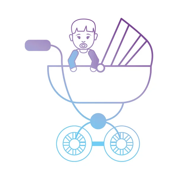 Line Baby Boy Stroller Design Vector Illustration — Stock Vector