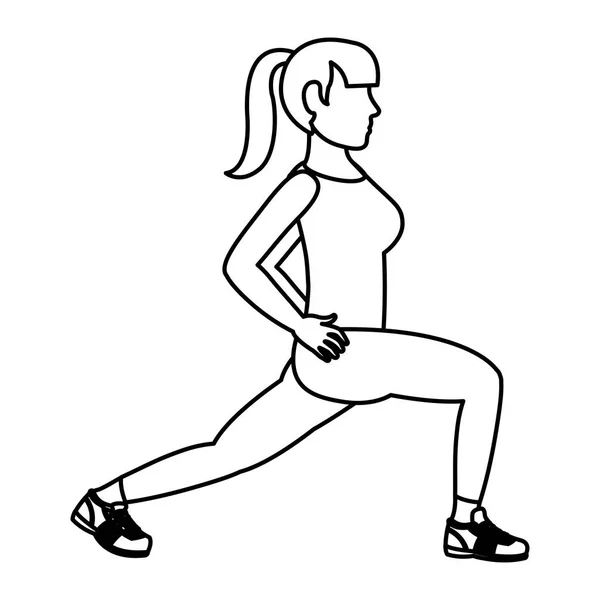 Ligne Femme Lugges Chaque Jambe Fitness Entraînement Vectoriel Illustration — Image vectorielle