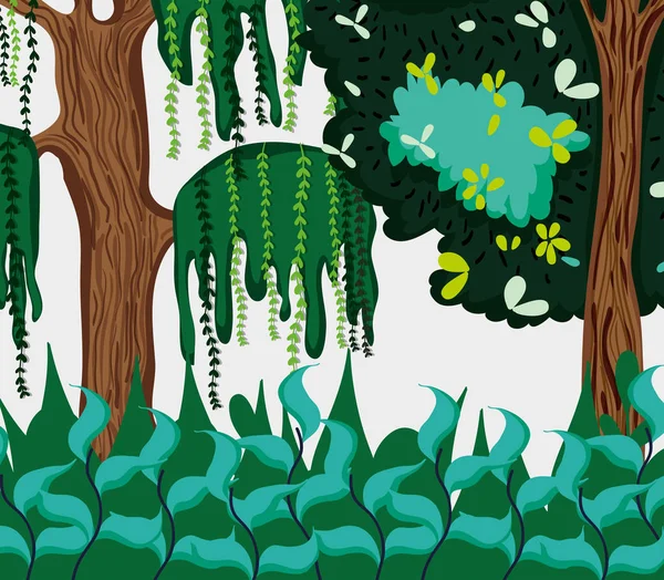 Красивый Векторный Рисунок Лесных Пейзажей — стоковый вектор