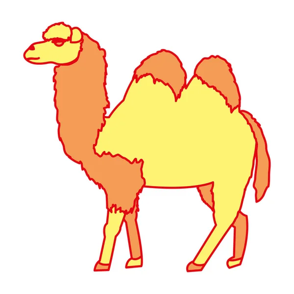Duo Color Lindo Naturaleza Camello Desierto Animal Vector Ilustración — Vector de stock