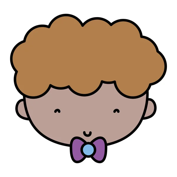 Χρώμα Αγόρι Κεφάλι Μόδα Hairstyle Και Γραβάτα Τόξο Εικονογράφηση Διάνυσμα — Διανυσματικό Αρχείο