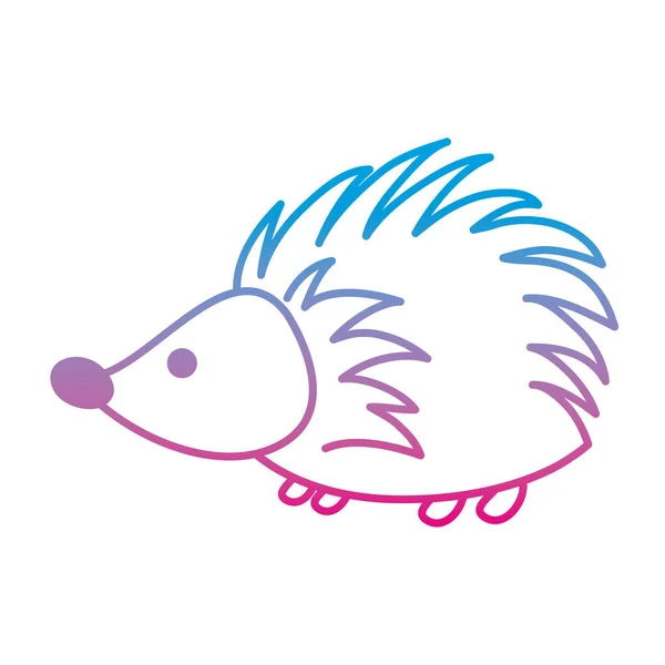 Degraded Line Porcupine Cute Wild Animal Character Vector Illustration — Stock Vector