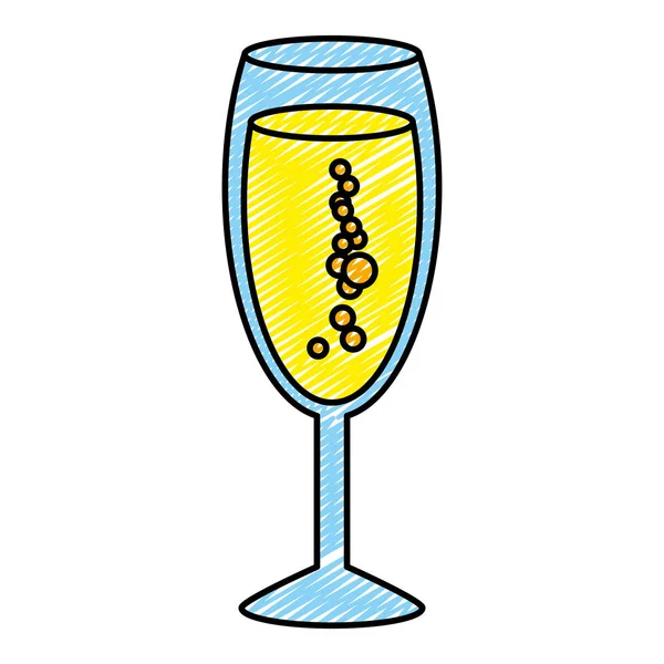 Doodle Délicieuse Boisson Alcoolisée Cocktail Dans Illustration Vectorielle Verre — Image vectorielle