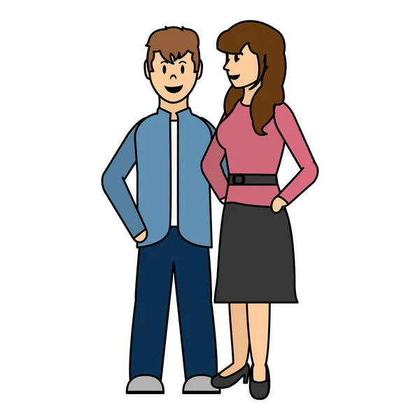 Color Couple Woman Man Together Clothes Vector Illustration — Stock Vector