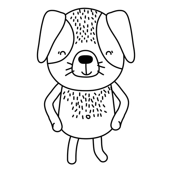 Линия Счастливый Очаровательный Характер Собаки Животных Векторные Иллюстрации — стоковый вектор