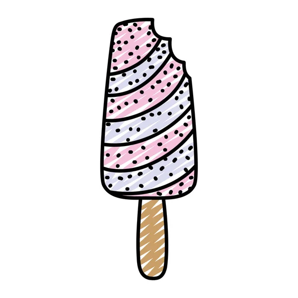 Doodle Delicioso Gelo Doce Lolly Sobremesa Vetor Ilustração — Vetor de Stock