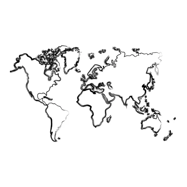 Grunge Global Geography Map Mit Kontinenten Weltvektorillustration — Stockvektor