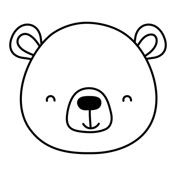 ラインかわいいクマの頭の野生動物のベクトル図 — ストックベクタ
