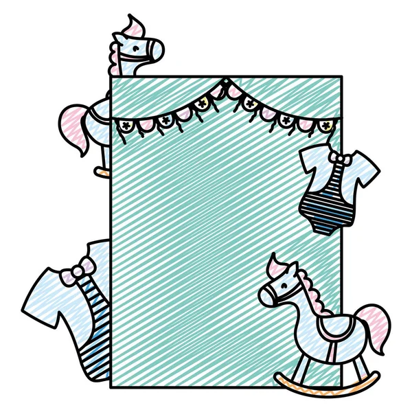 Doodle Cartão Emblema Especial Para Bebê Chuveiro Vetor Ilustração — Vetor de Stock
