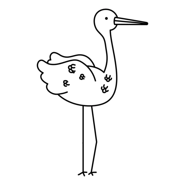 Line Nature Stork Wild Bird Animal Vector Illustration — Stock Vector