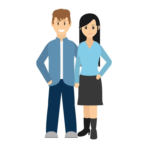 Couple Homme Femme Avec Des Vêtements Illustration Vectorielle — Image vectorielle