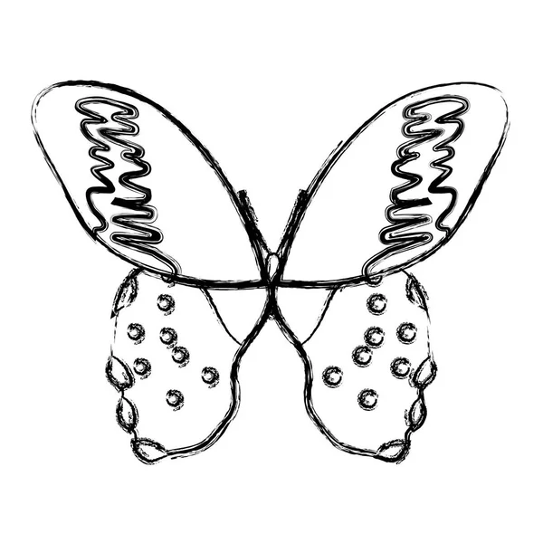 Grunge Schönheit Schmetterling Insekt Mit Schönen Flügeln Vektor Illustration — Stockvektor