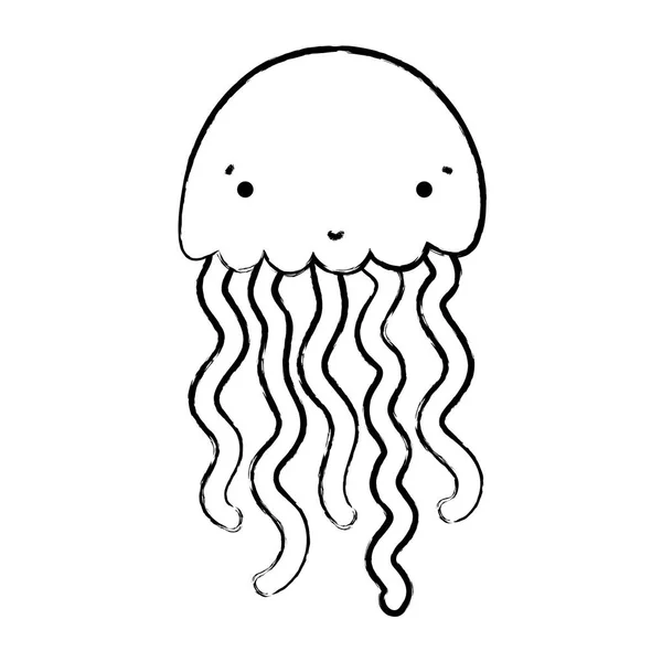 Charakter Ilustracja Jellyfish Tropikalny Wektor Zwierzęta Morskie — Wektor stockowy