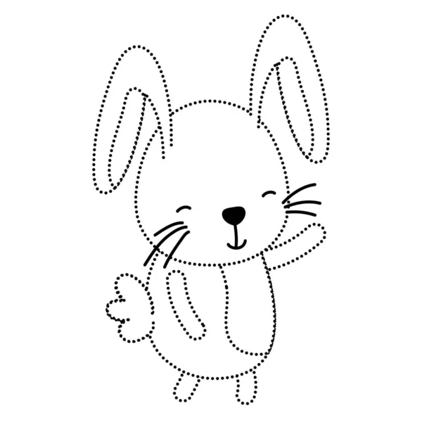 Пунктирна Форма Щасливий Кролик Мила Тварина Хвостом Векторні Ілюстрації — стоковий вектор