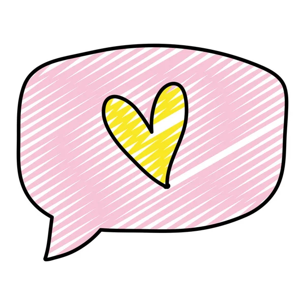 Doodle Heart Chat Bolla Testo Messaggio Vettoriale Illustrazione — Vettoriale Stock