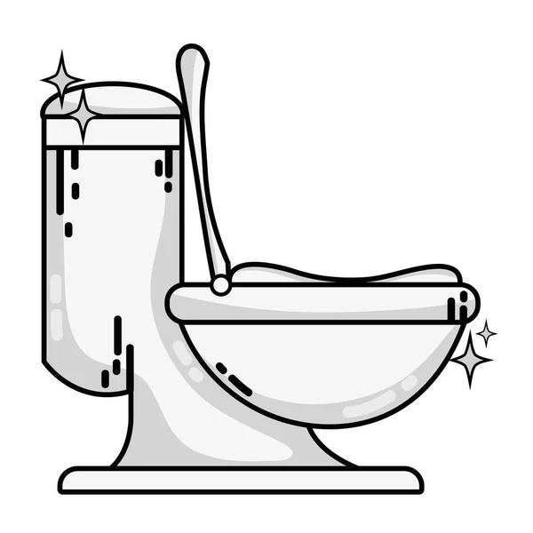 Graustufen Keramik Toilettenhygiene Häuslicher Vektor Illustration Design — Stockvektor