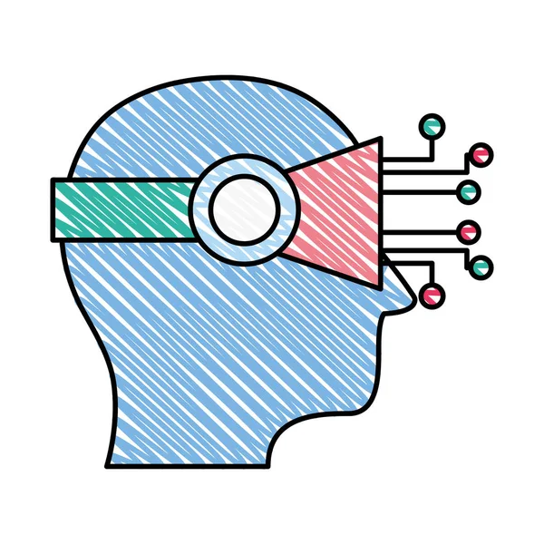 Doodle Framtida Digitala Tekniken För Konstgjorda Visuella Vektorillustration — Stock vektor