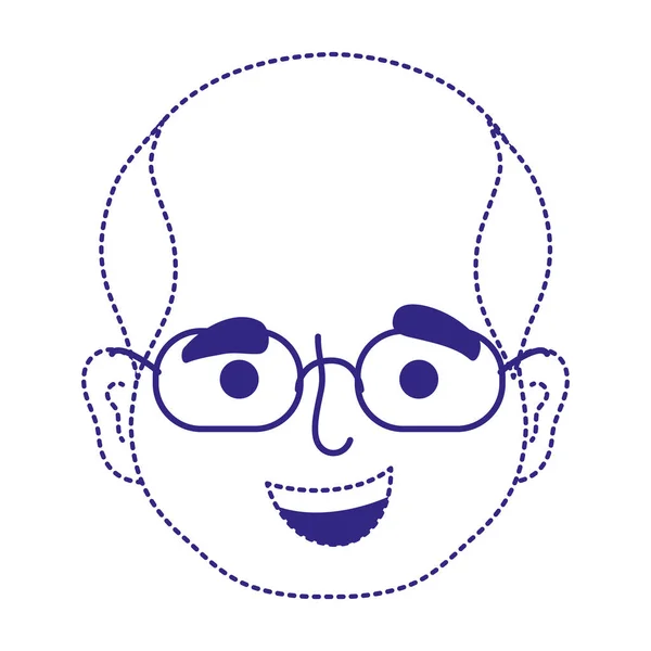 Gepunktete Form Avatar Mann Kopf Mit Frisur Und Brille Vektor — Stockvektor