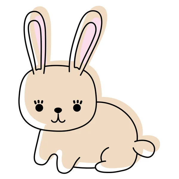 Перемещённый Цветной Кролик Сидит Милый Векторный Рисунок Диких Животных — стоковый вектор