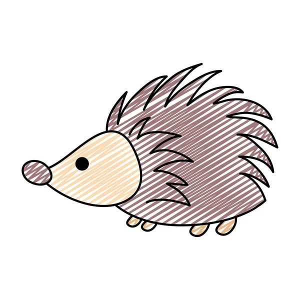 Doodle Porcupine Bonito Animal Selvagem Personagem Vetor Ilustração — Vetor de Stock