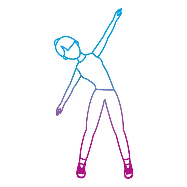 Деградированная Линия Athelete Женщина Фитнес Тренировки Векторные Иллюстрации Упражнения — стоковый вектор