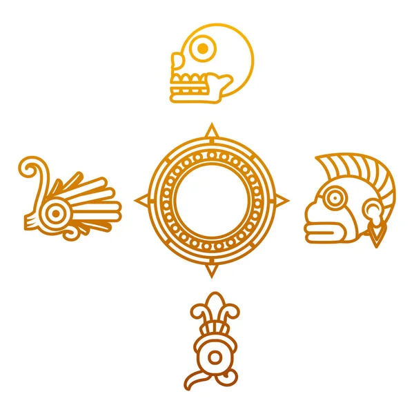 Erniedrigte Linie Indigene Traditionelle Kultur Native Symbole Vektorillustration — Stockvektor