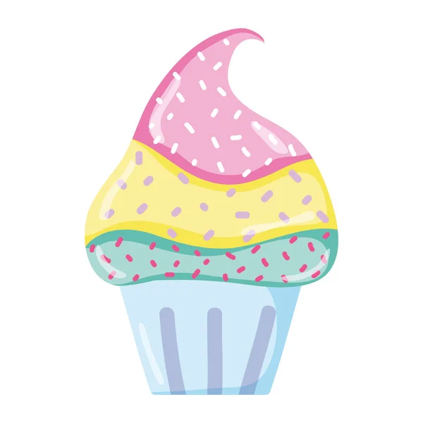 Delicioso Bolo Muffin Doce Sobremesa Vetor Ilustração — Vetor de Stock