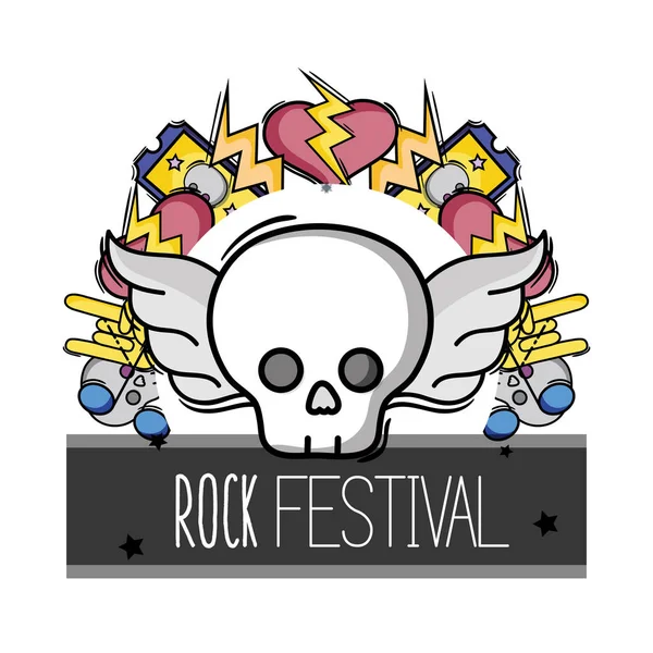 Música Rock Festival Evento Concierto Vector Ilustración — Vector de stock