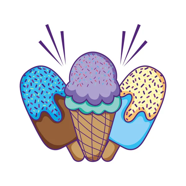 Ice Lollies Cone Cream Desset Vector Illustration — Stock Vector