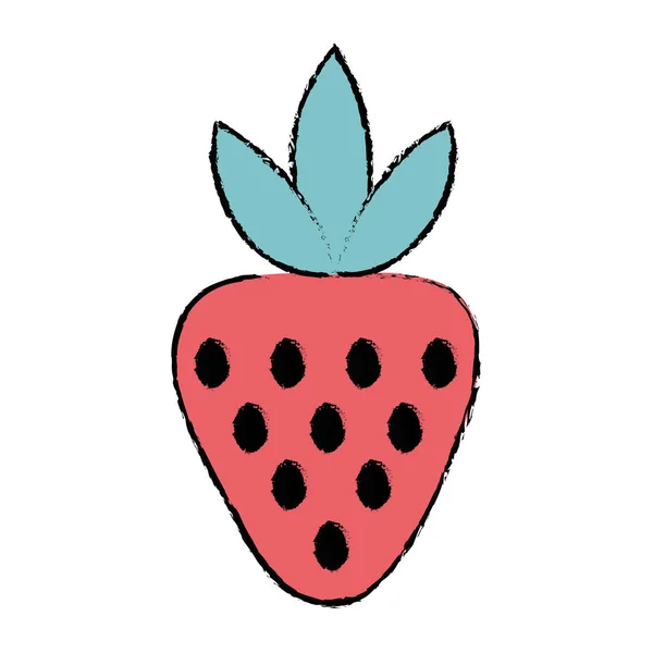 おいしいイチゴの有機フルーツ食品のベクトル図を落書き — ストックベクタ