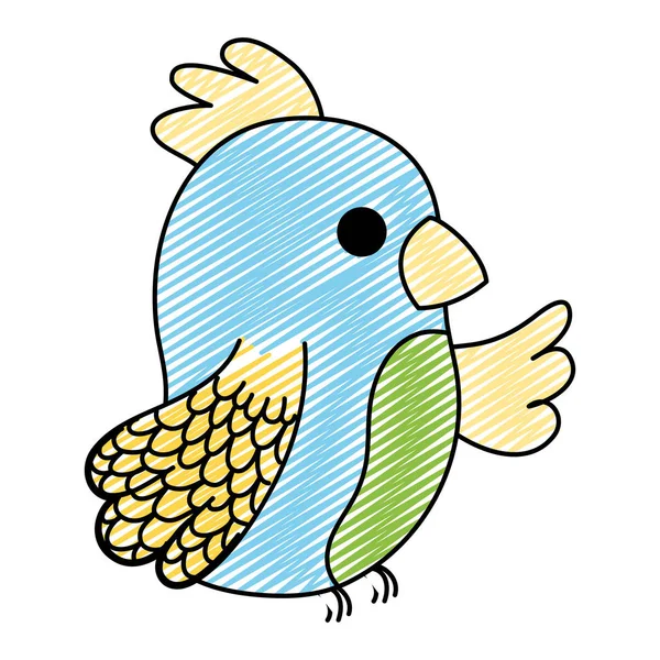 Doodle Beauty Parrot Bird Cute Animal Vector Illustration — Stock Vector