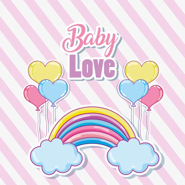 可爱的婴儿爱情卡矢量插图平面设计 — 图库矢量图片
