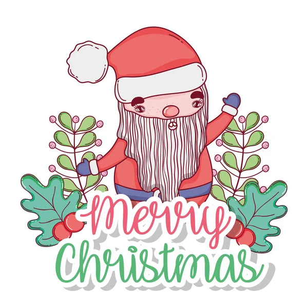 Santa Claus Avec Branches Feuilles Guirlande Illustration Vectorielle — Image vectorielle
