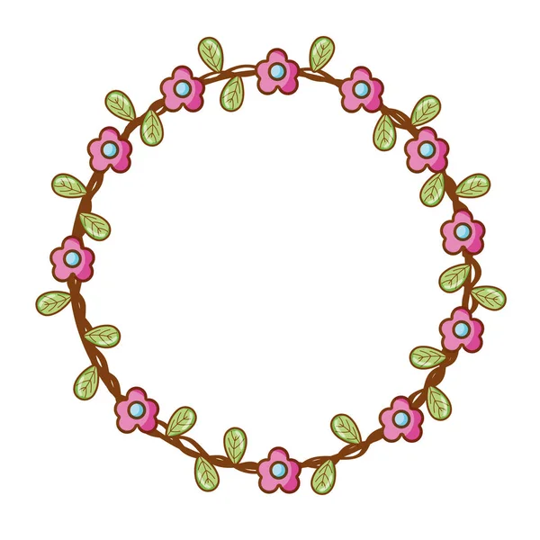 Cercle Fleurs Feuilles Rusic Nature Vecteur Illustration — Image vectorielle