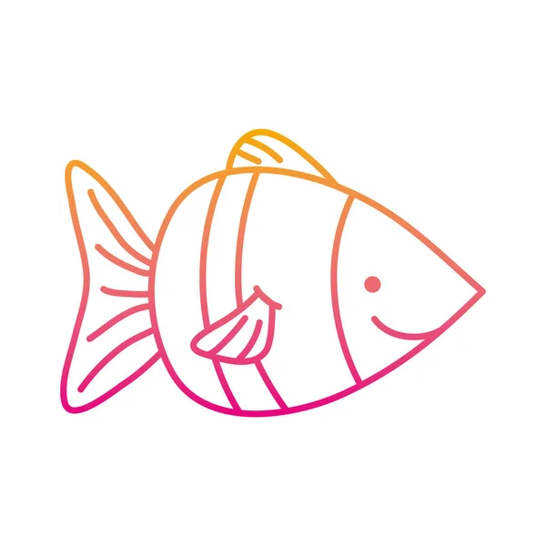 Linha Degradada Natureza Peixes Aquáticos Mar Animal Vetor Ilustração — Vetor de Stock