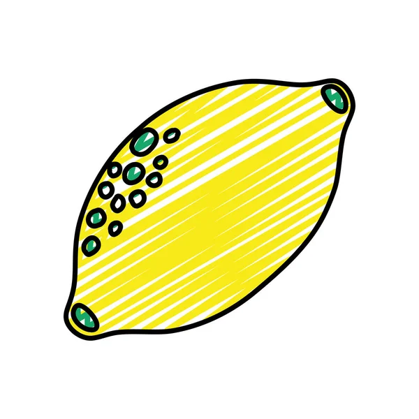 Doodle Delicioso Limão Fruta Orgânica Com Vitamina Vetor Ilustração — Vetor de Stock