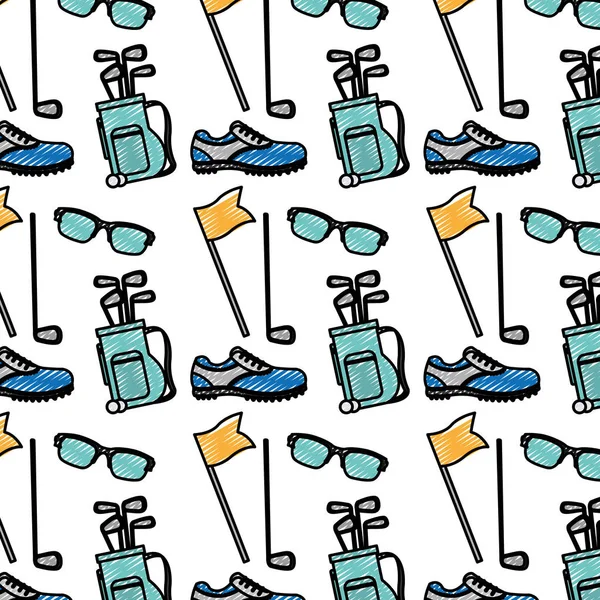 Doodle profesyonel golf spor şeyler arka plan vektör çizim