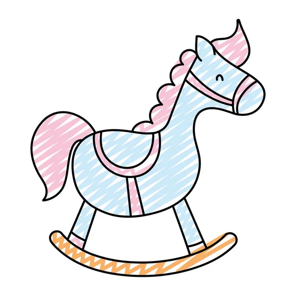Doodle Madeira Balançando Cavalo Jogar Brinquedo Vetor Ilustração — Vetor de Stock