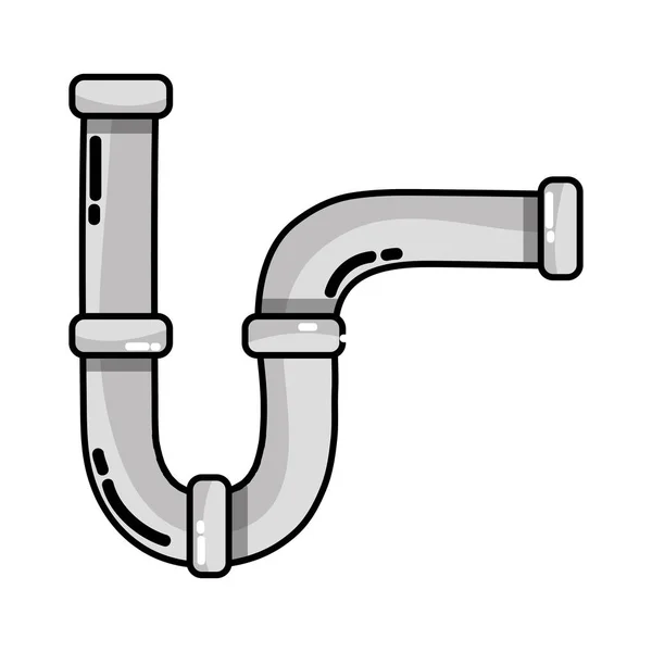 Grayscale Plumbing Tube Repair Equipment Construction Vector Illustration — Stock Vector