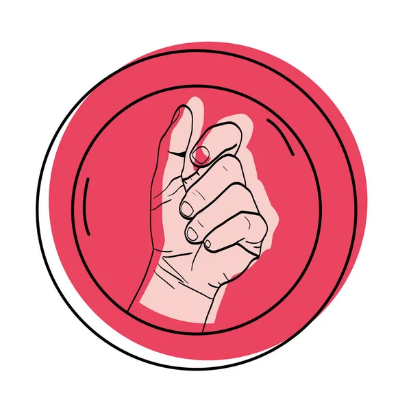 Kleur Sticker Met Hand Protest Revolutie Symbool Vectorillustratie Verplaatst — Stockvector