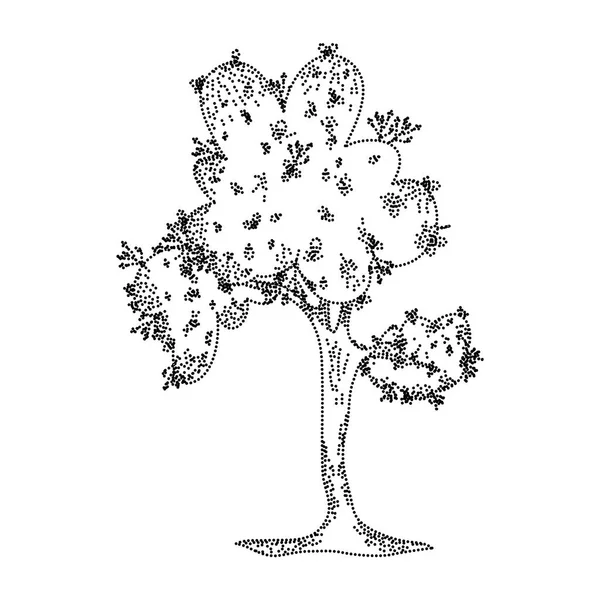 Forma Pontilhada Árvore Natural Com Leves Ramos Desenho Vetor Ilustração —  Vetores de Stock