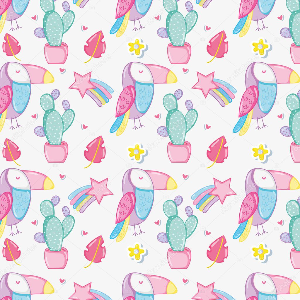 Punchy pastel cute animals background pattern vector illustration graphic design