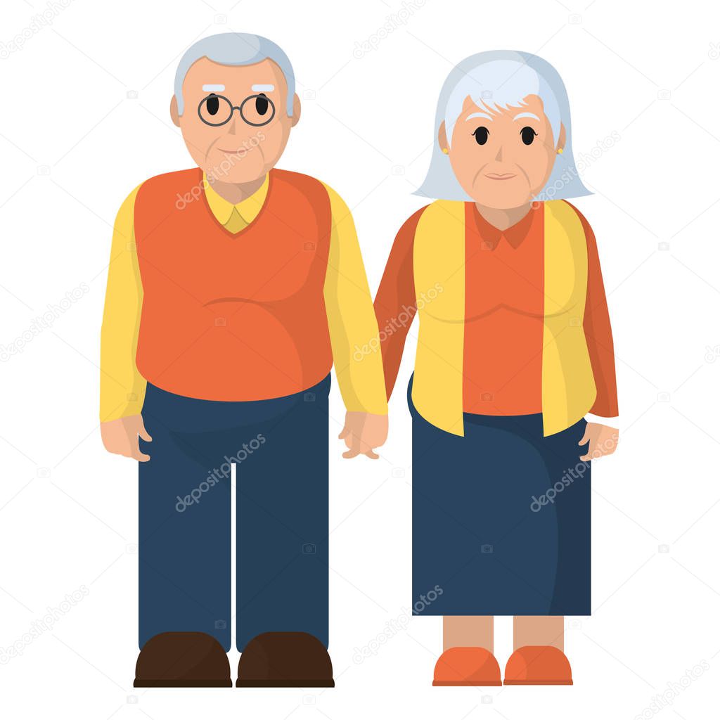 old couple together with clothes and hairstyle vector illustration