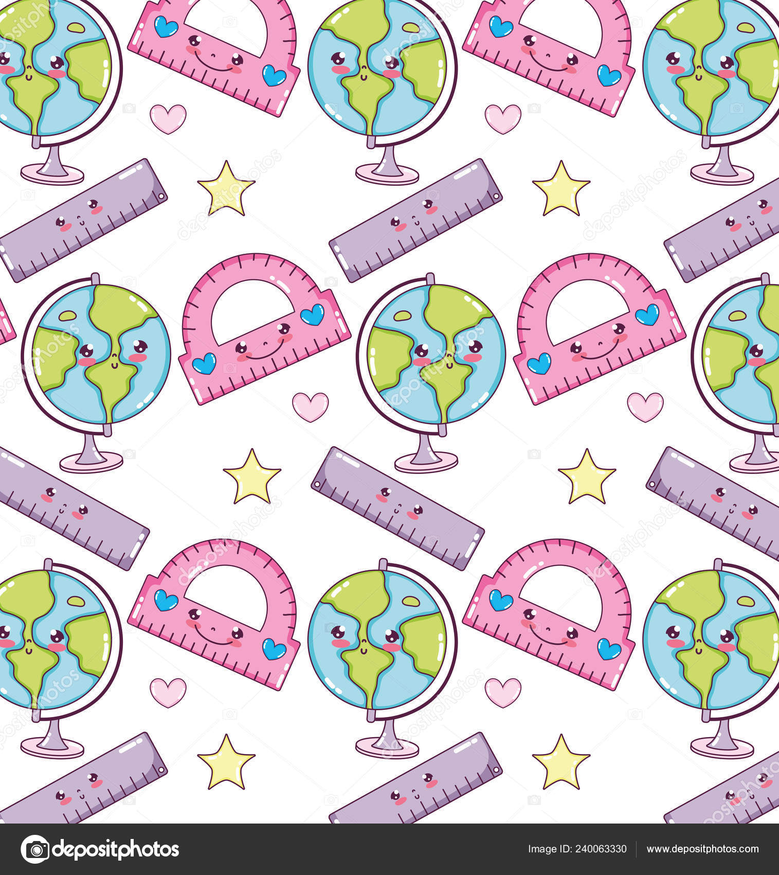 学校の要素を持つかわいい可愛い背景ベクトル イラスト グラフィック