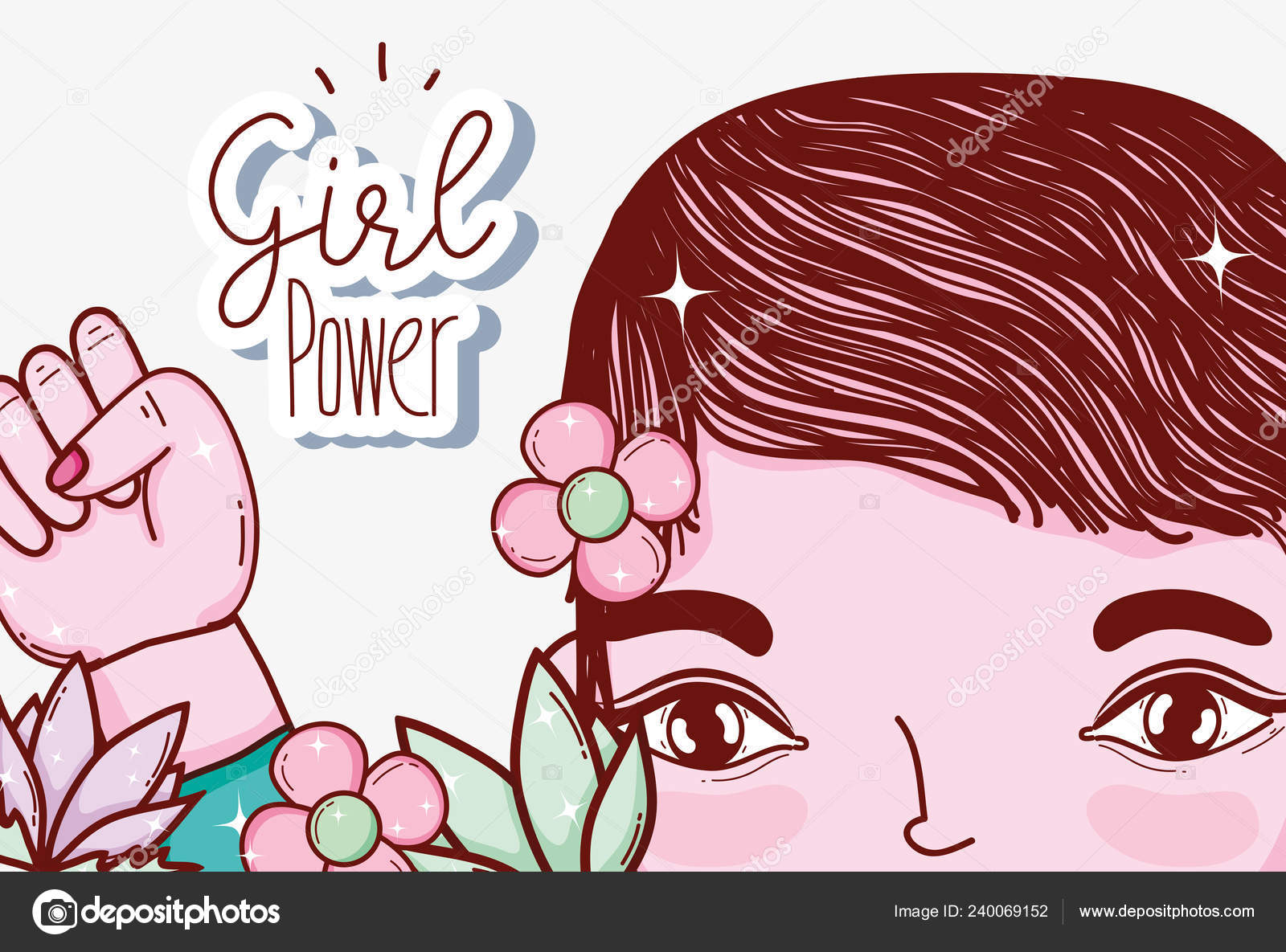 Woman Power Message Cute Girl Cartoon Vector Illustration Graphic Design Vector Image By C Stockgiu Vector Stock