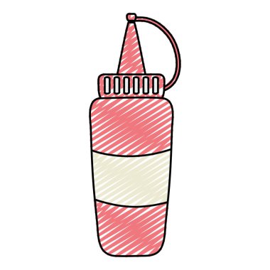 lezzetli bir sos şişe ürün madde vektör çizim doodle