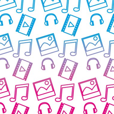 bozulmuş satırı multimedya film stüdyo ekipmanları arka plan vektör çizim