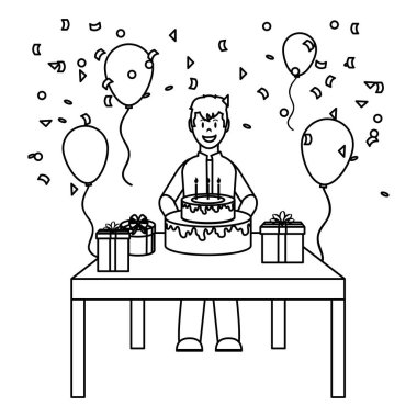 çizgi adam mutlu yıllar parti vektör çizim kutluyor